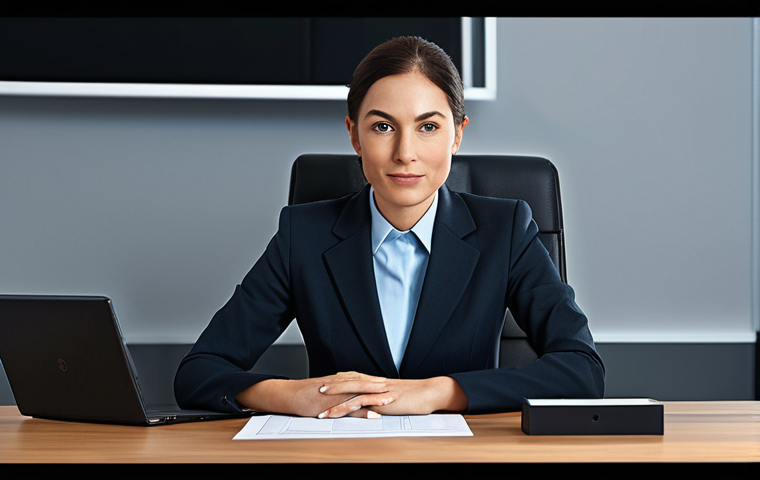 A professional businesswoman in a modest business suit, sitting at a desk in a modern office, fully clothed, appropriate attire, safe for work, perfect anatomy, natural proportions, professional photography, high quality.