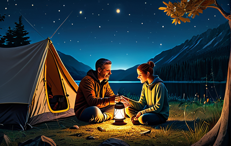 **

"A fully clothed family-friendly scene of campers sitting around a LED lantern at night. They are wearing modest clothing and drinking tea, with a tent visible in the background. Safe for work, appropriate content, perfect anatomy, natural proportions, professional illustration."

**