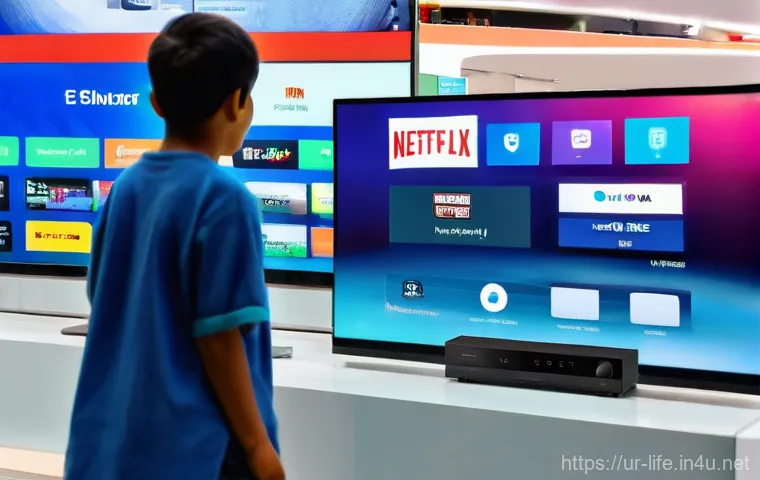 소형 스마트 TV와 일반 TV 비교 - **Prompt 1: The TV Buying Dilemma - Smart vs. Traditional**
    "A family of three (father, mother, ...